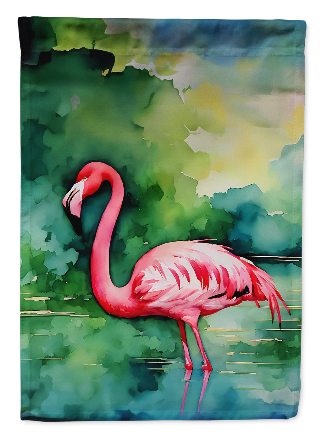 Flamingo House Flag 28x40 Porch Sleeve Pole Decorative Outside Yard Banner Artwork Wall Hanging, Polyester
