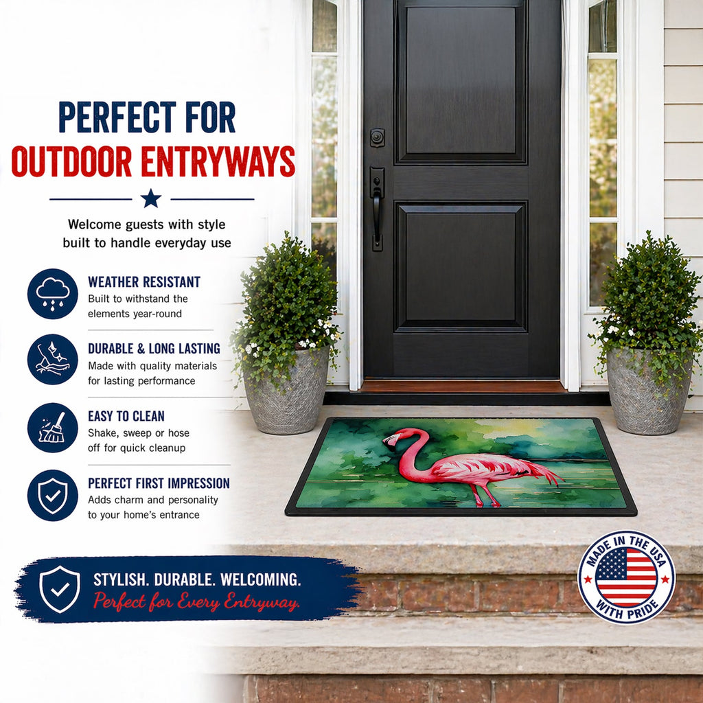 Flamingo Doormat Indoor Outdoor 24H X 36W Front Door Mat Rugs for Entryway, Non Slip Washable Low Pile,