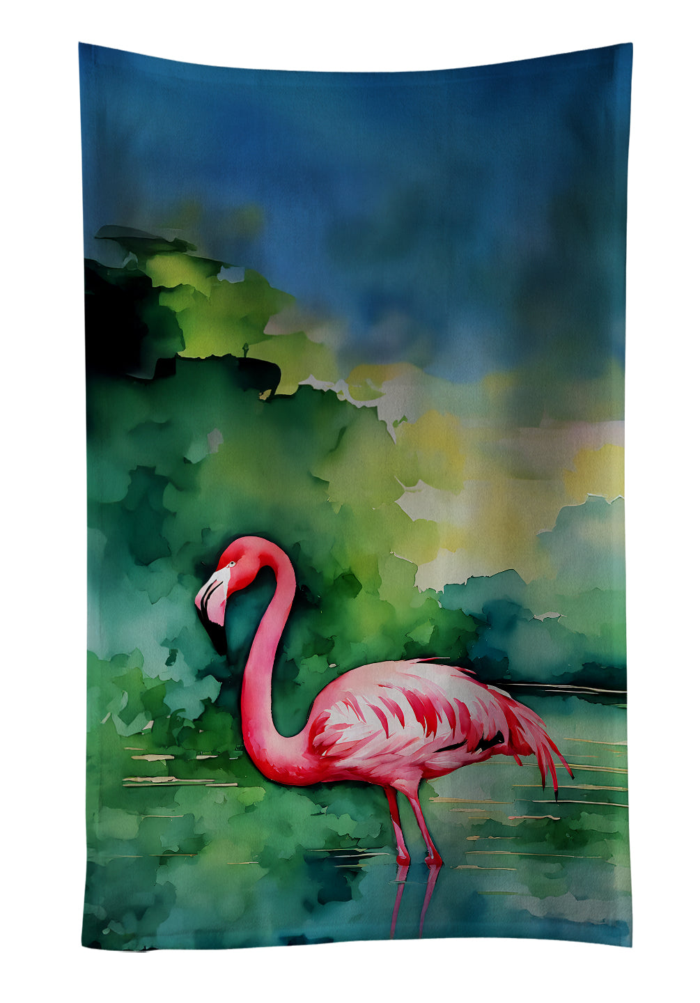 Flamingo Kitchen Towel Velour Plush Front and Cotton Loop Back Machine Washable