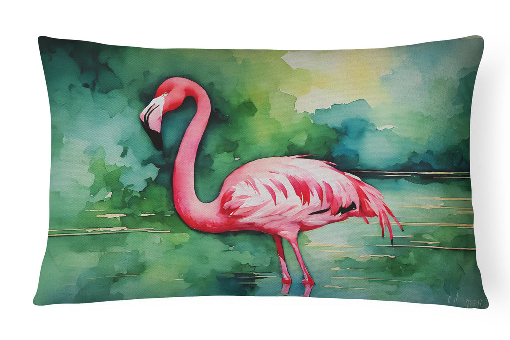 Flamingo Decorative Throw Pillow 12x16 Indoor Outdoor Accent Cushion, Fabric Cover with Insert for Sofa, Bed, Porch & Living Room