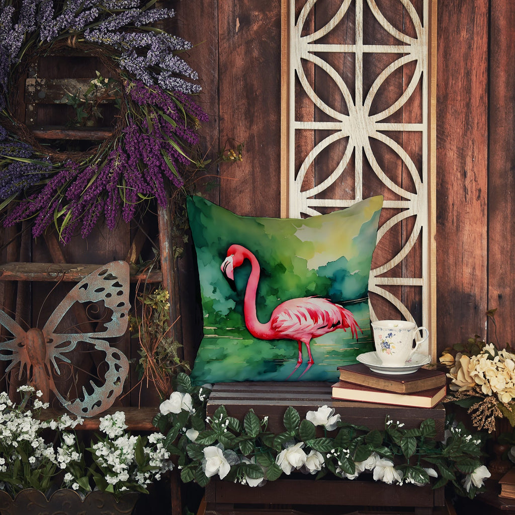 Flamingo Decorative Throw Pillow 18x18 Indoor Outdoor Accent Cushion, Fabric Cover with Insert for Sofa, Bed, Porch & Living Room