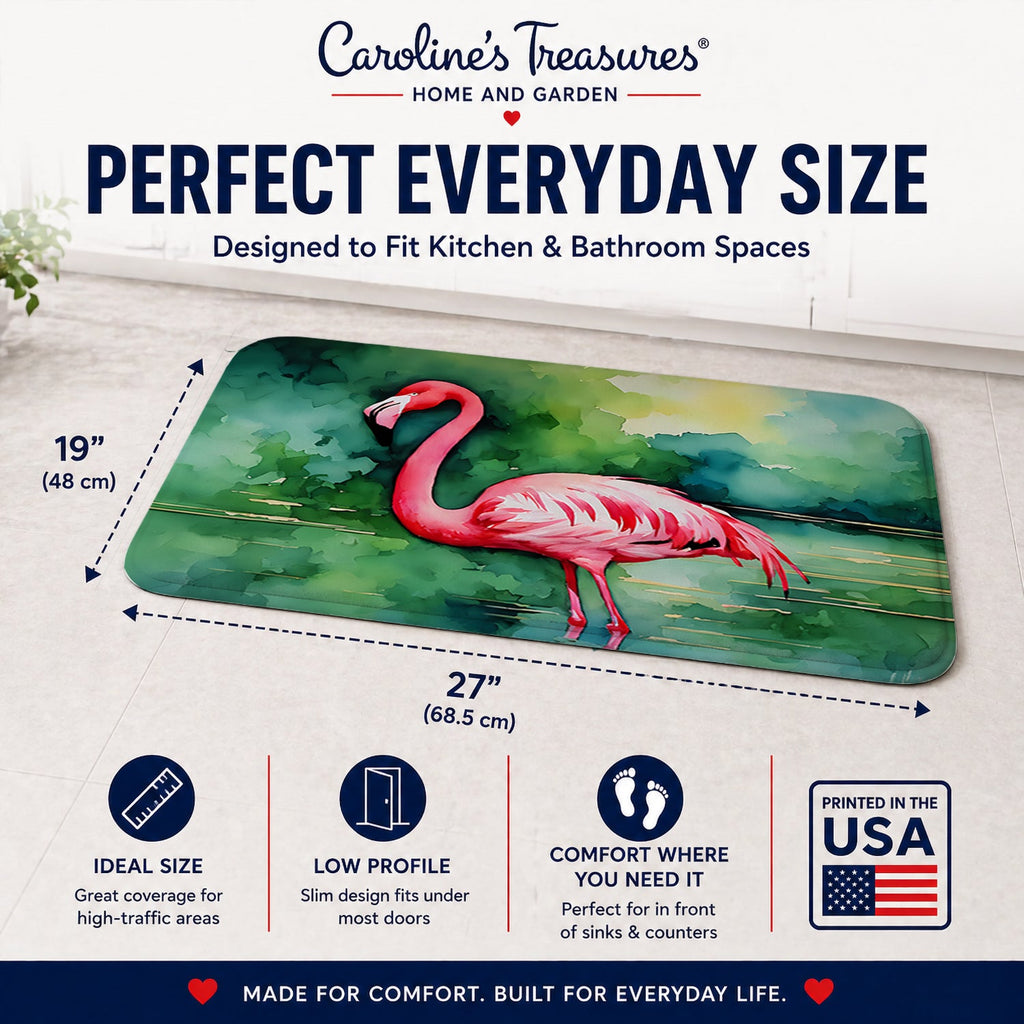 Flamingo Memory Foam Kitchen Mat Machine Washable Anti-Fatigue Cushion Comfort Bath or Kitchen Rug