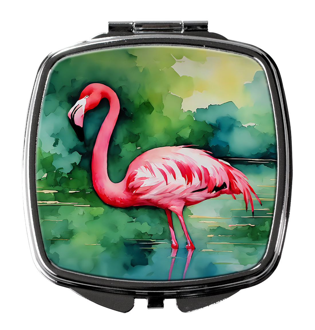 Flamingo Compact Mirror Decorative Travel Makeup Mirror for Women Girls Gifts Pocket Makeup Mirror Folding Handheld