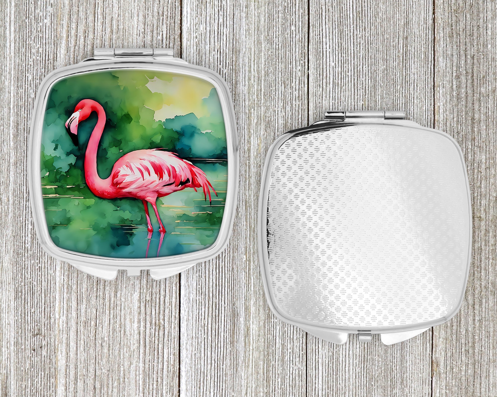 Flamingo Compact Mirror Decorative Travel Makeup Mirror for Women Girls Gifts Pocket Makeup Mirror Folding Handheld
