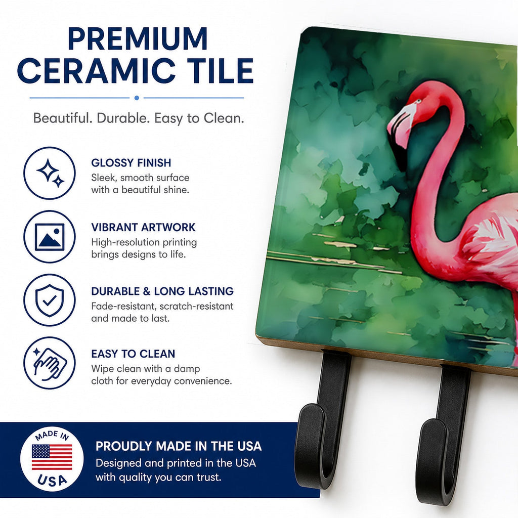 Flamingo Leash or Key Holder Wall Hooks, Coat Rack Wall Mount, for Hanging Keys, Towels, Aprons, Leashes