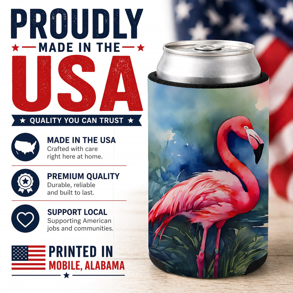 Flamingo Can or Bottle Hugger Cooler Sleeve for Standard 12 oz Cans, Insulated Foam Beer & Soda Can Hugger Reusable