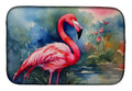 Flamingo Dish Drying Mat Absorbent Dish Drying Mat Pad for Kitchen Counter Dish Drainer Mat for Countertop, 14 x 21", Multicolor