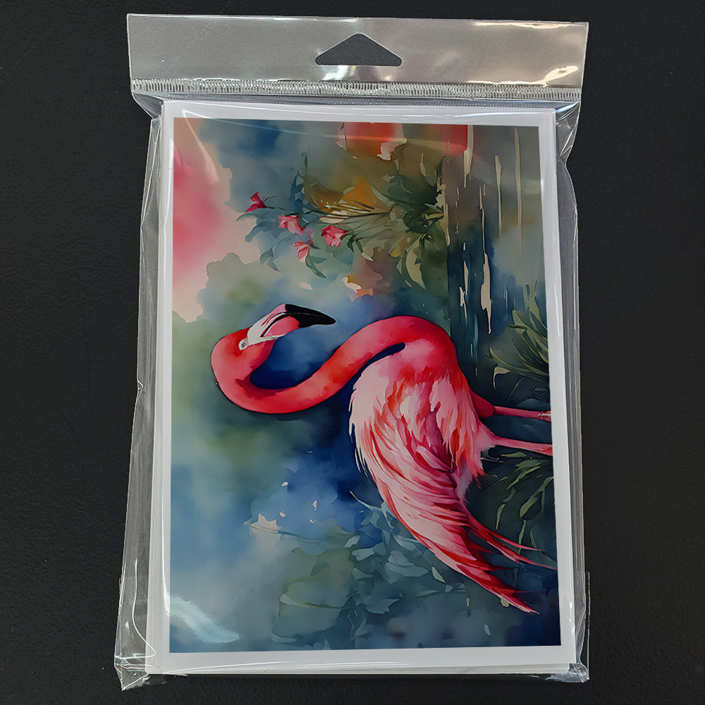 Flamingo Greeting Cards Pack of 8 Blank Cards with Envelopes Whimsical A7 Size 5x7