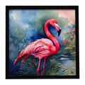 Flamingo Framed Metal Print Bathroom, Kitchen, Office, Home Decor Wall Art Ready to Hang, Square, 8X8