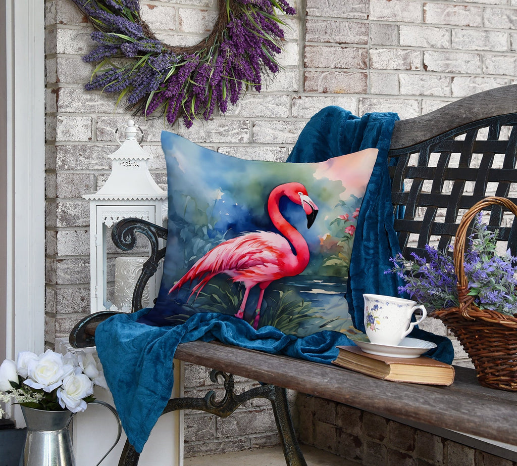 Flamingo Decorative Throw Pillow 18x18 Indoor Outdoor Accent Cushion, Fabric Cover with Insert for Sofa, Bed, Porch & Living Room