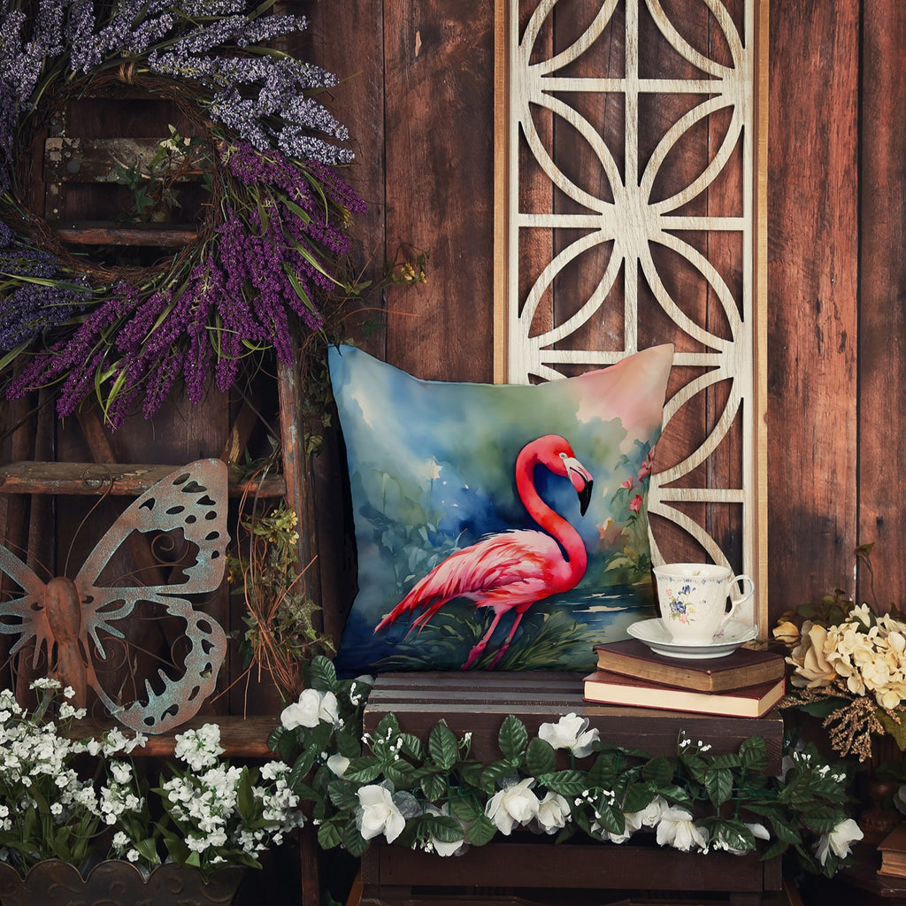 Flamingo Decorative Throw Pillow 18x18 Indoor Outdoor Accent Cushion, Fabric Cover with Insert for Sofa, Bed, Porch & Living Room