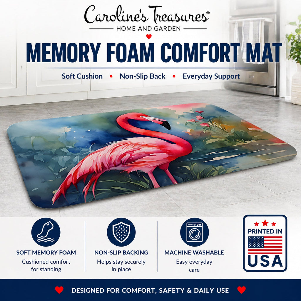 Flamingo Memory Foam Kitchen Mat Machine Washable Anti-Fatigue Cushion Comfort Bath or Kitchen Rug