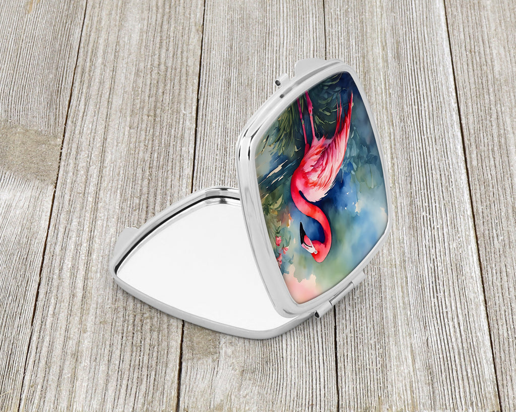 Flamingo Compact Mirror Decorative Travel Makeup Mirror for Women Girls Gifts Pocket Makeup Mirror Folding Handheld