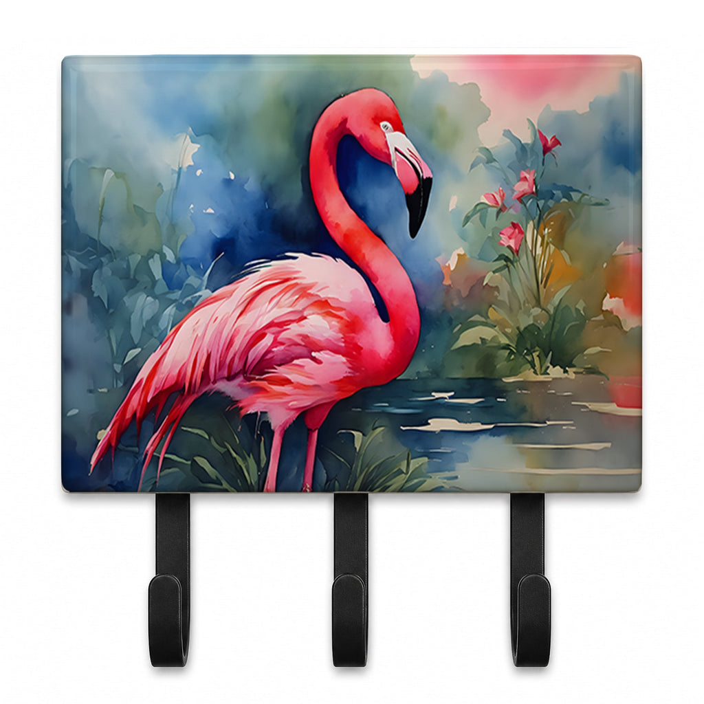 Flamingo Leash or Key Holder Wall Hooks, Coat Rack Wall Mount, for Hanging Keys, Towels, Aprons, Leashes