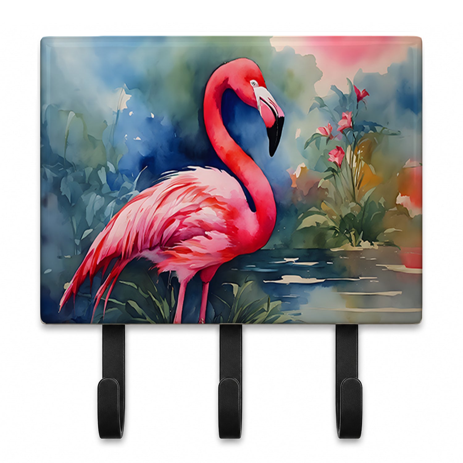 Flamingo Leash or Key Holder Wall Hooks, Coat Rack Wall Mount, for Hanging Keys, Towels, Aprons, Leashes