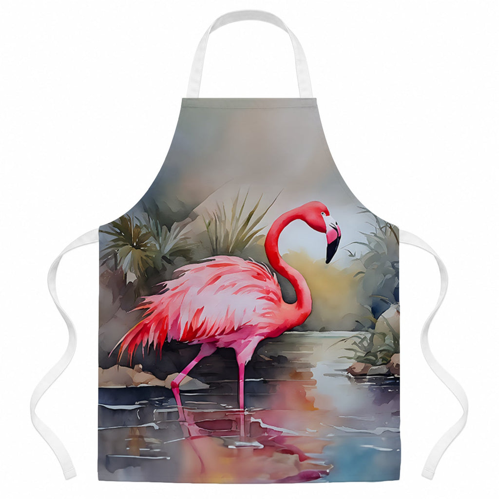 Flamingo Apron Cooking Kitchen Server Baking Crafts Gardening for Adult Women Men, Unisex, Large, Multicolor