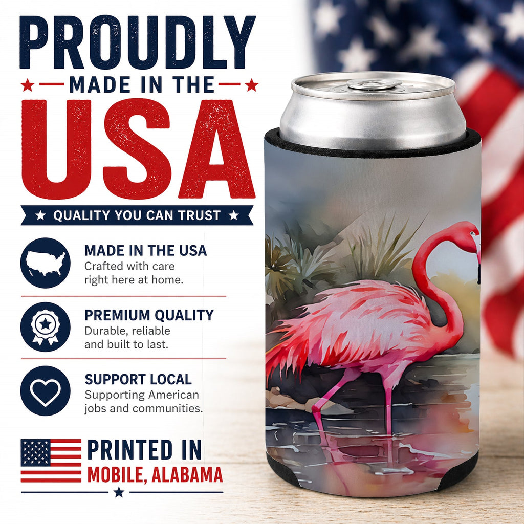 Flamingo Can or Bottle Hugger Cooler Sleeve for Standard 12 oz Cans, Insulated Foam Beer & Soda Can Hugger Reusable