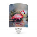Flamingo Ceramic Night Light Compact, UL-Certified, Ideal for Bedroom, Bathroom, Nursery, Hallway, Kitchen, 6x4x3, Multicolor