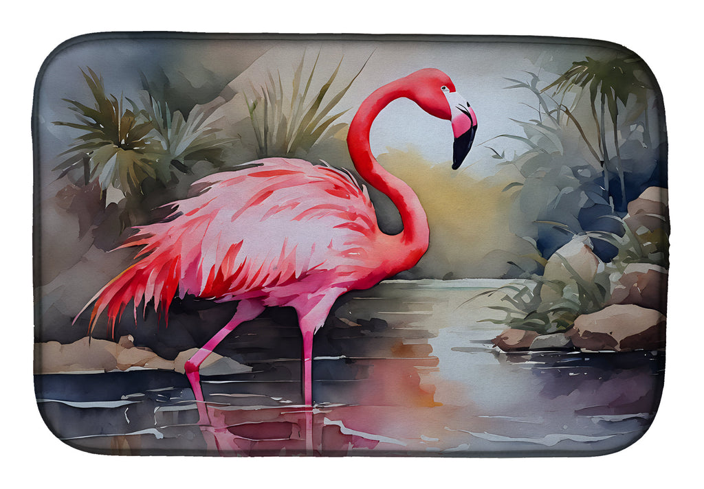 Flamingo Dish Drying Mat Absorbent Dish Drying Mat Pad for Kitchen Counter Dish Drainer Mat for Countertop, 14 x 21", Multicolor