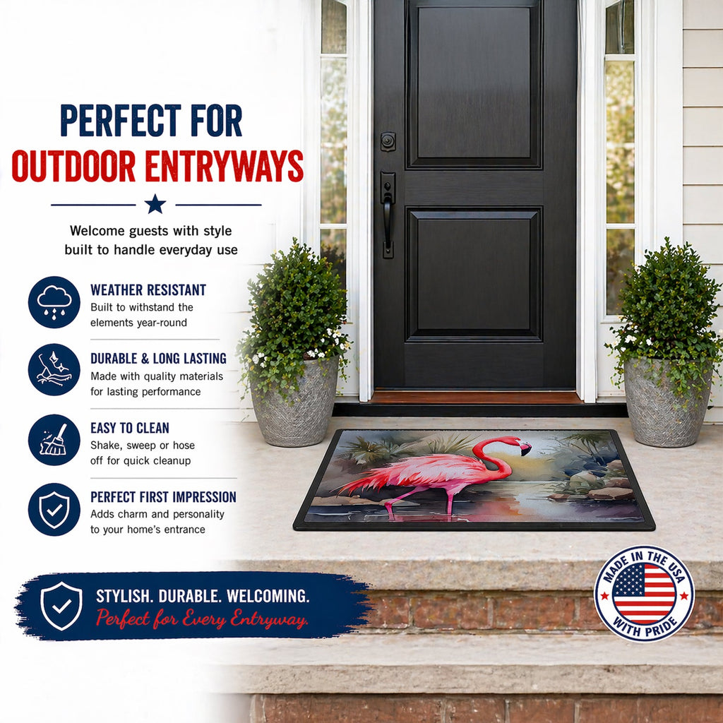 Flamingo Doormat Indoor Outdoor 24H X 36W Front Door Mat Rugs for Entryway, Non Slip Washable Low Pile,