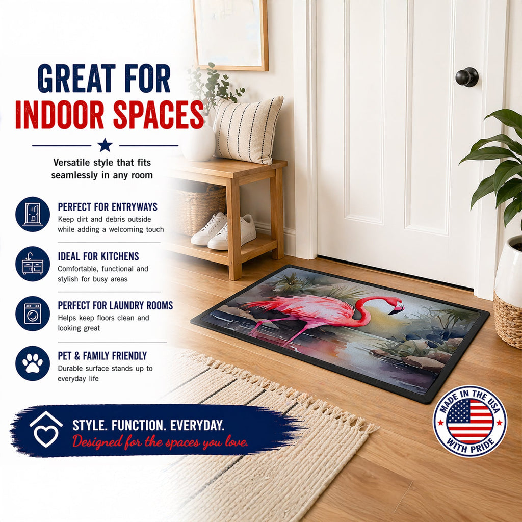 Flamingo Doormat Indoor Outdoor 24H X 36W Front Door Mat Rugs for Entryway, Non Slip Washable Low Pile,