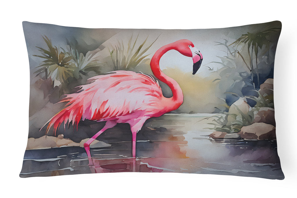 Flamingo Decorative Throw Pillow 12x16 Indoor Outdoor Accent Cushion, Fabric Cover with Insert for Sofa, Bed, Porch & Living Room