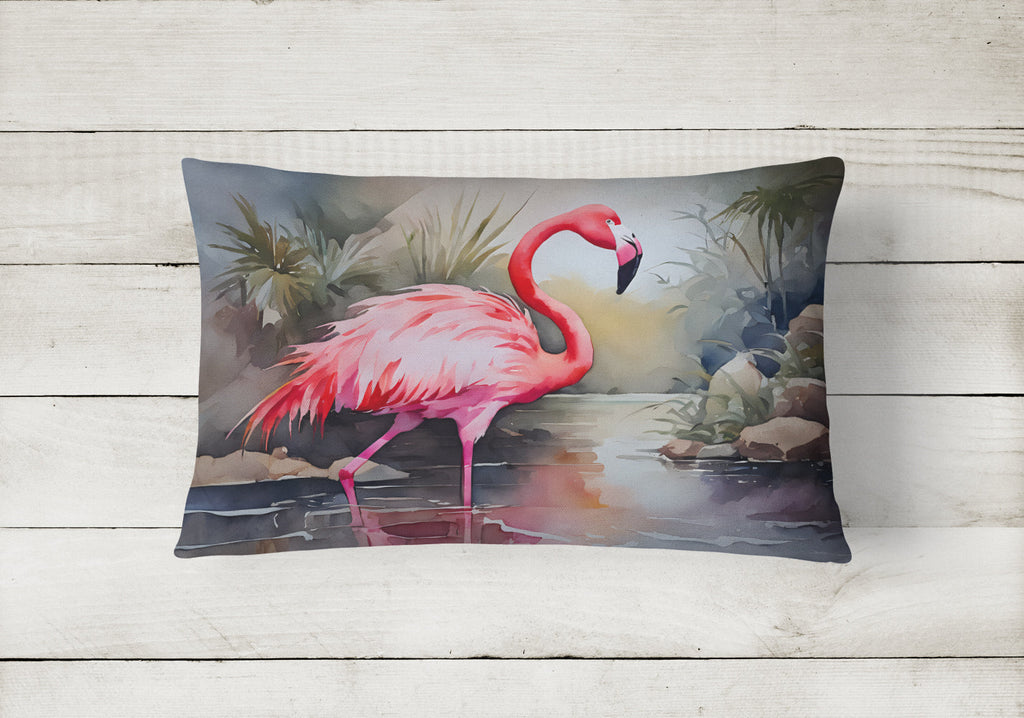 Flamingo Decorative Throw Pillow 12x16 Indoor Outdoor Accent Cushion, Fabric Cover with Insert for Sofa, Bed, Porch & Living Room