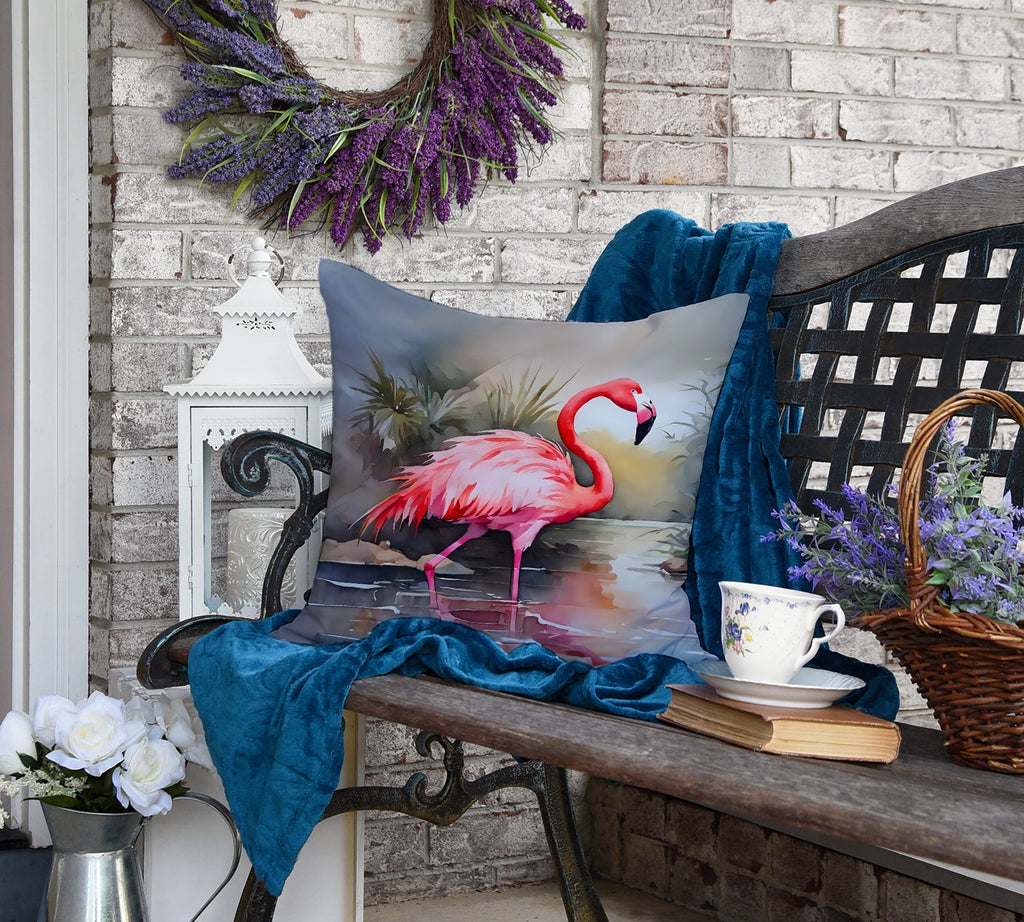 Flamingo Decorative Throw Pillow 18x18 Indoor Outdoor Accent Cushion, Fabric Cover with Insert for Sofa, Bed, Porch & Living Room