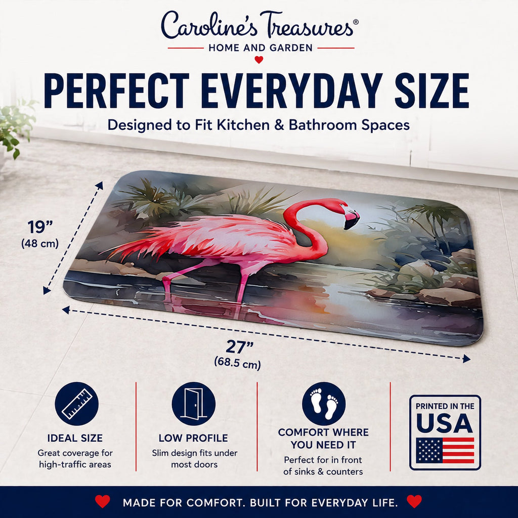 Flamingo Memory Foam Kitchen Mat Machine Washable Anti-Fatigue Cushion Comfort Bath or Kitchen Rug