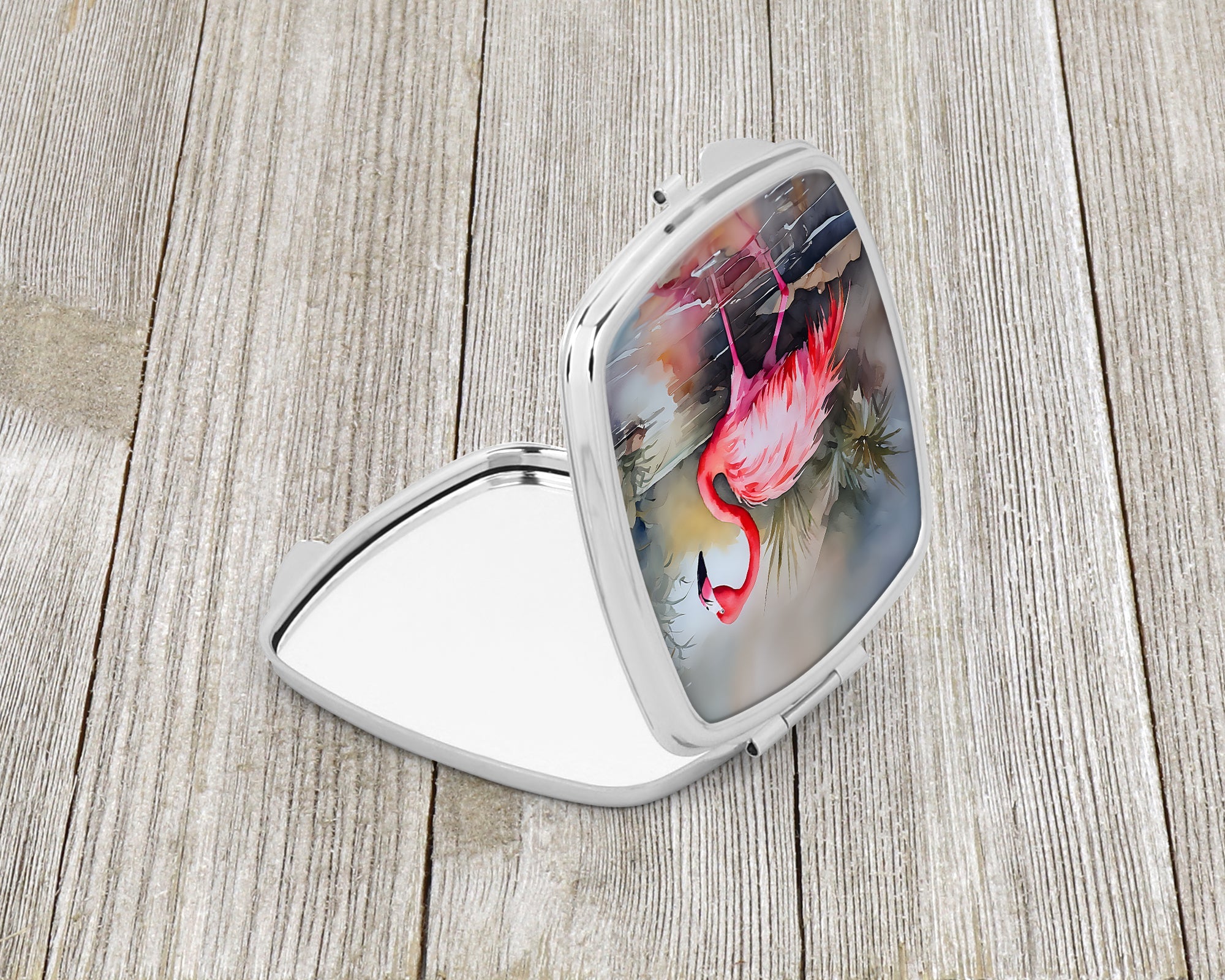 Flamingo Compact Mirror Decorative Travel Makeup Mirror for Women Girls Gifts Pocket Makeup Mirror Folding Handheld
