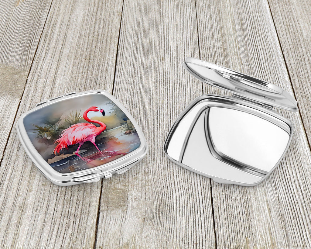 Flamingo Compact Mirror Decorative Travel Makeup Mirror for Women Girls Gifts Pocket Makeup Mirror Folding Handheld