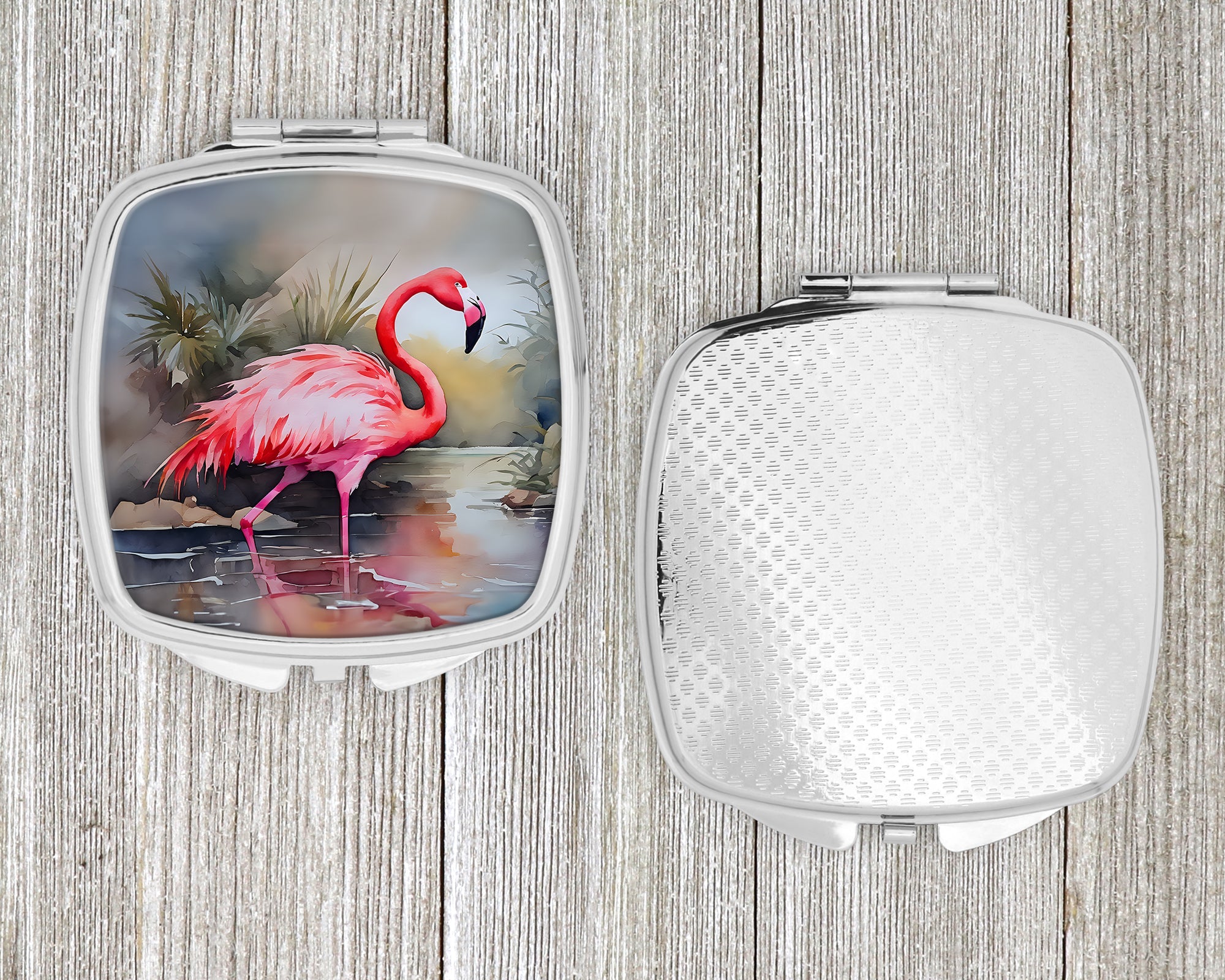 Flamingo Compact Mirror Decorative Travel Makeup Mirror for Women Girls Gifts Pocket Makeup Mirror Folding Handheld