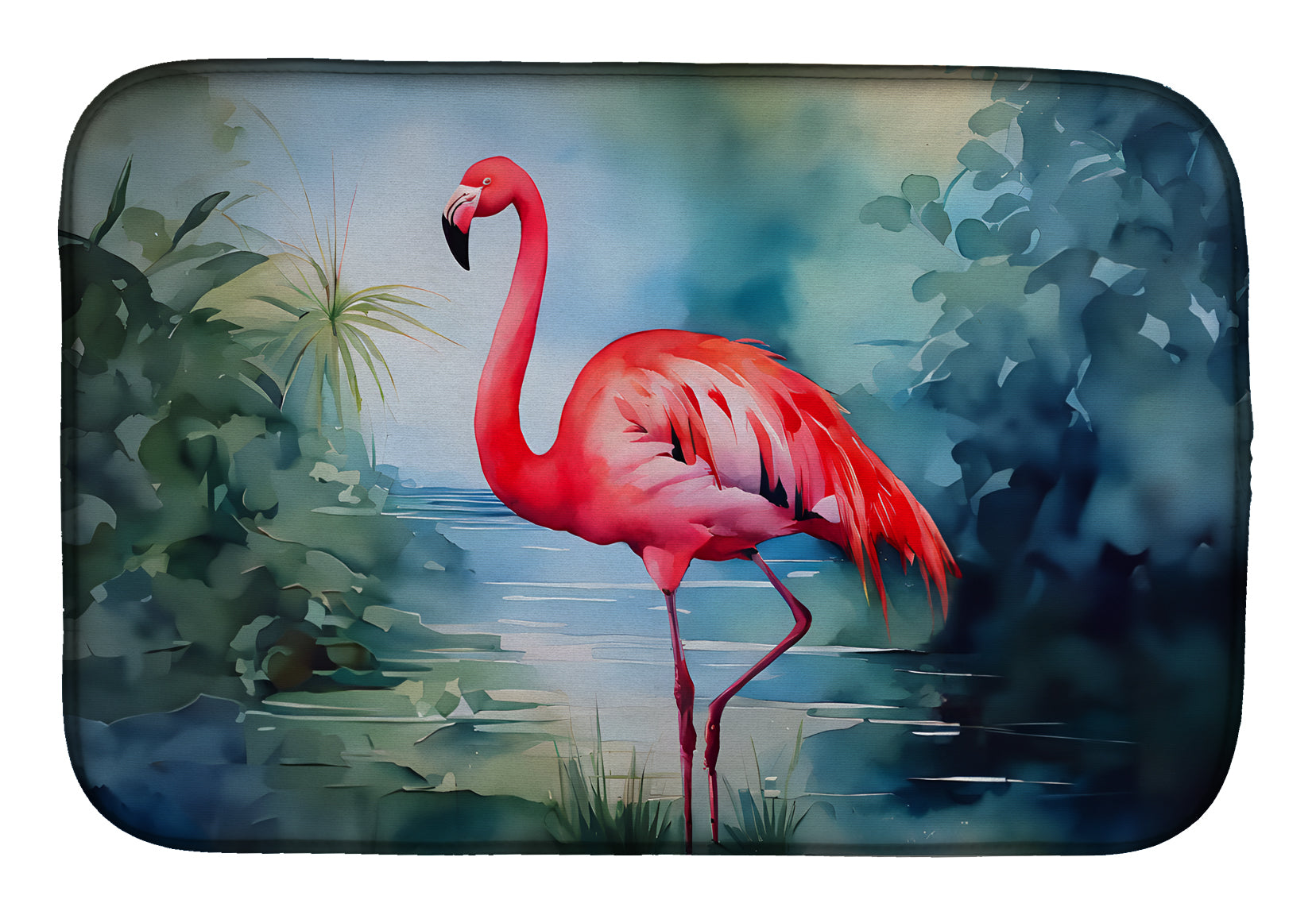Flamingo Dish Drying Mat Absorbent Dish Drying Mat Pad for Kitchen Counter Dish Drainer Mat for Countertop, 14 x 21", Multicolor