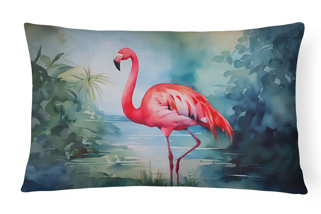 Flamingo Decorative Throw Pillow 12x16 Indoor Outdoor Accent Cushion, Fabric Cover with Insert for Sofa, Bed, Porch & Living Room