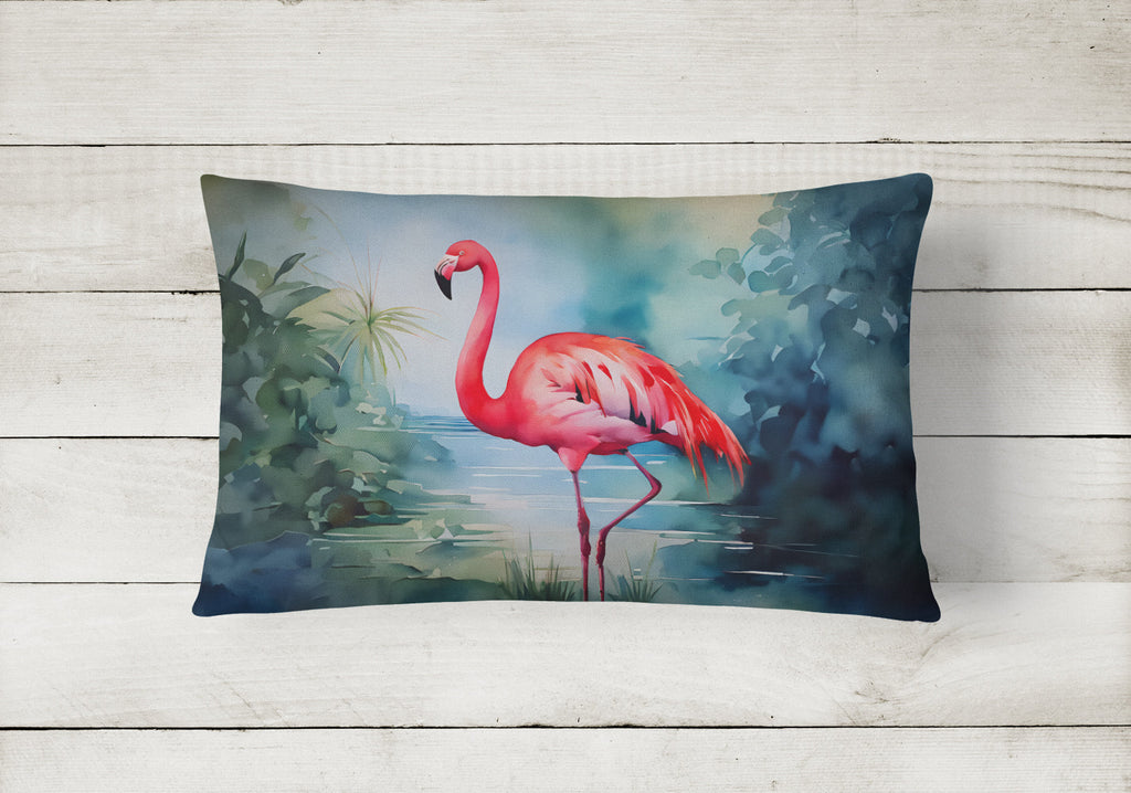 Flamingo Decorative Throw Pillow 12x16 Indoor Outdoor Accent Cushion, Fabric Cover with Insert for Sofa, Bed, Porch & Living Room