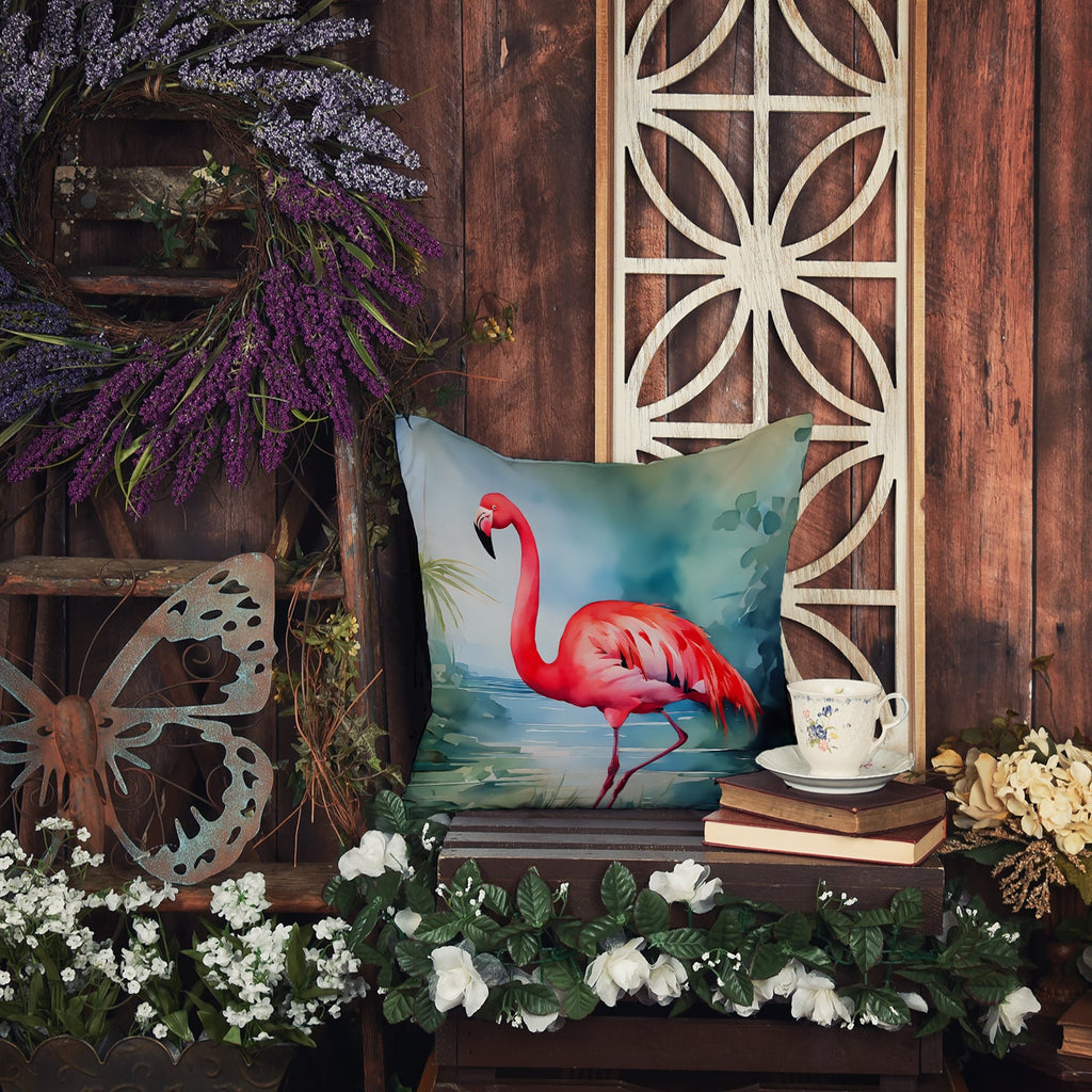 Flamingo Decorative Throw Pillow 18x18 Indoor Outdoor Accent Cushion, Fabric Cover with Insert for Sofa, Bed, Porch & Living Room
