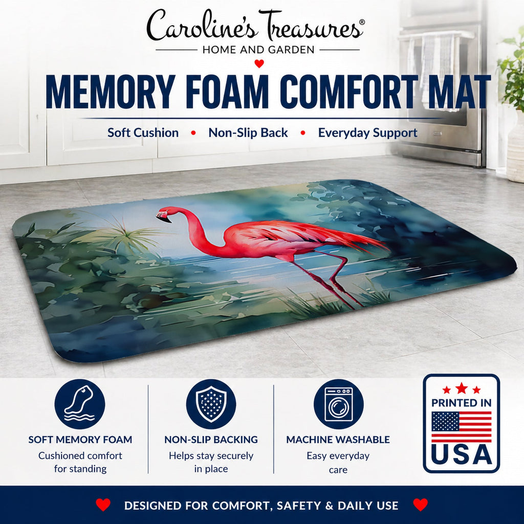 Flamingo Memory Foam Kitchen Mat Machine Washable Anti-Fatigue Cushion Comfort Bath or Kitchen Rug