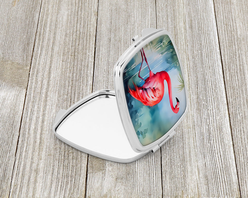 Flamingo Compact Mirror Decorative Travel Makeup Mirror for Women Girls Gifts Pocket Makeup Mirror Folding Handheld