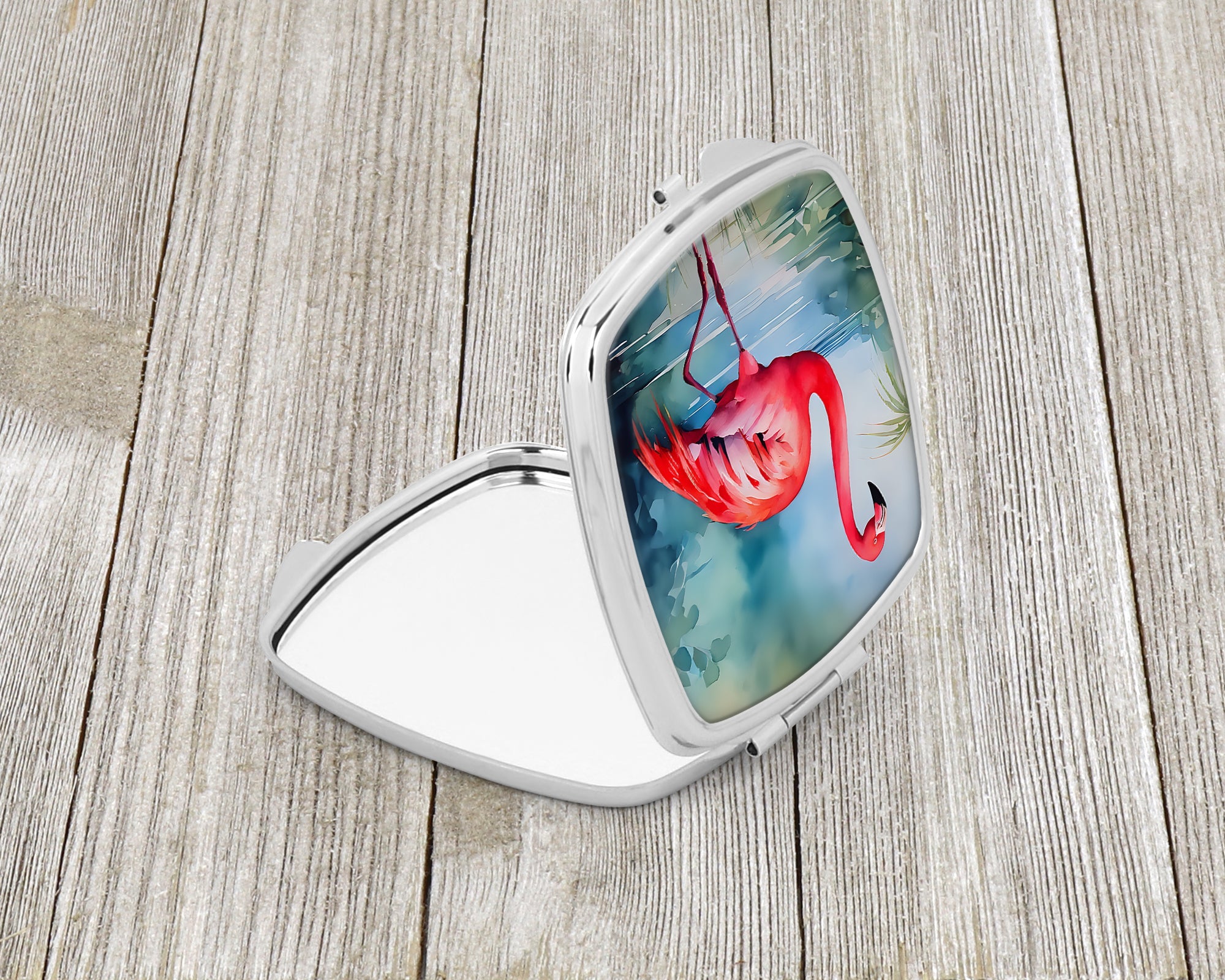 Flamingo Compact Mirror Decorative Travel Makeup Mirror for Women Girls Gifts Pocket Makeup Mirror Folding Handheld