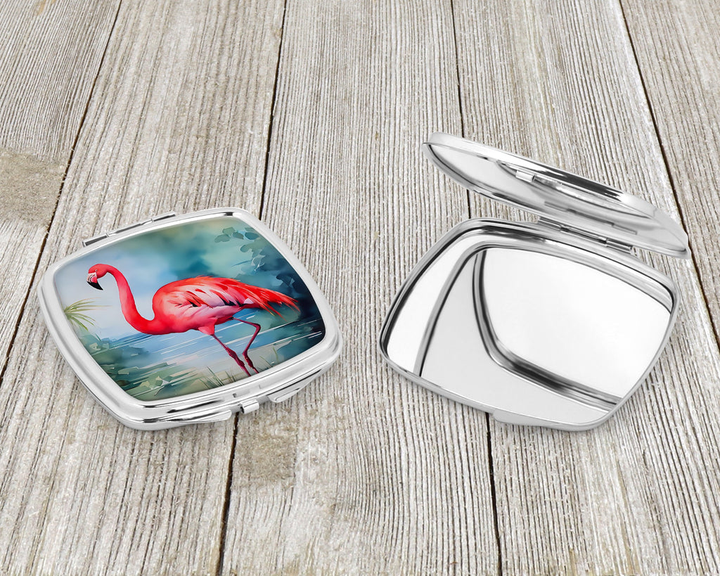 Flamingo Compact Mirror Decorative Travel Makeup Mirror for Women Girls Gifts Pocket Makeup Mirror Folding Handheld