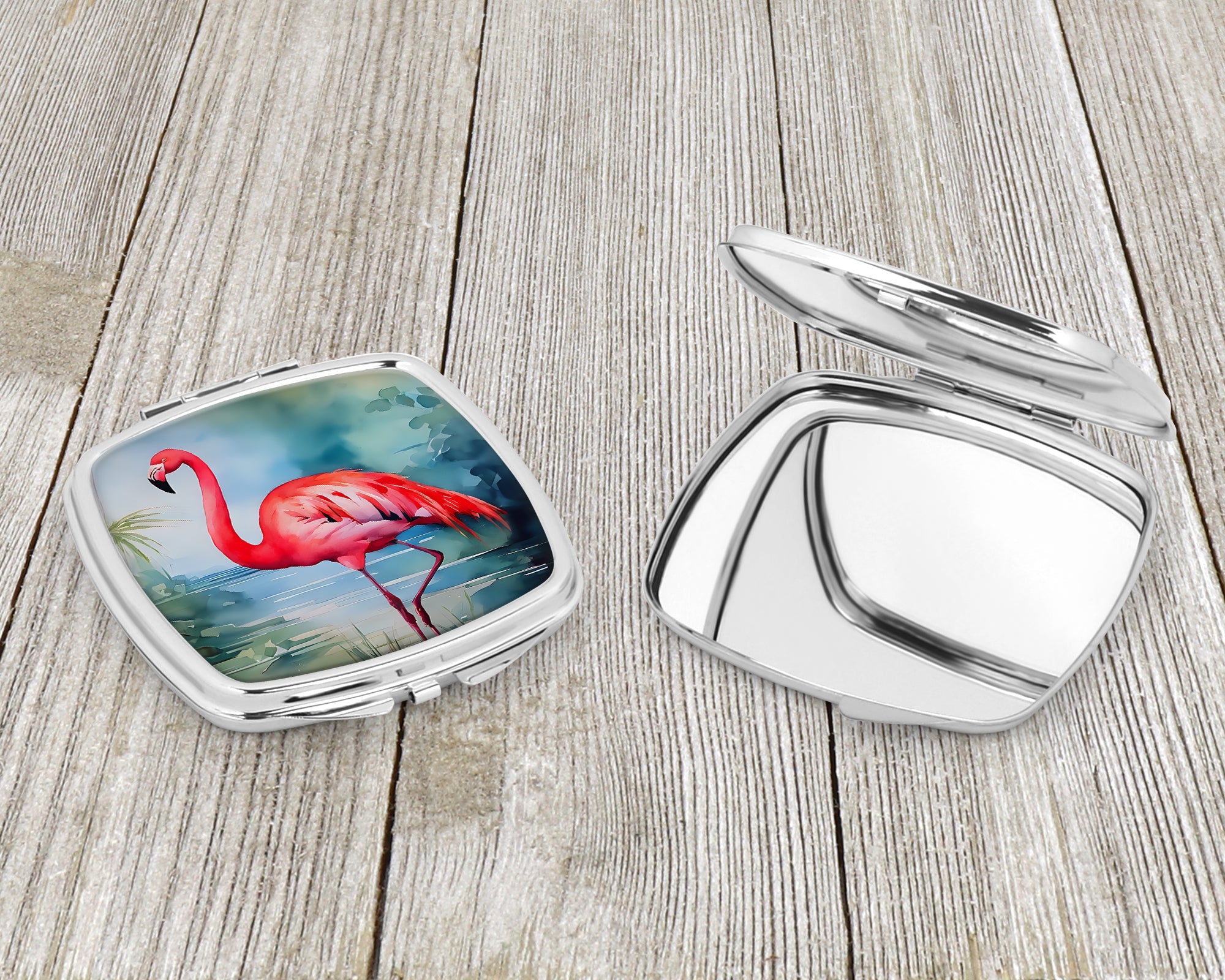 Flamingo Compact Mirror Decorative Travel Makeup Mirror for Women Girls Gifts Pocket Makeup Mirror Folding Handheld