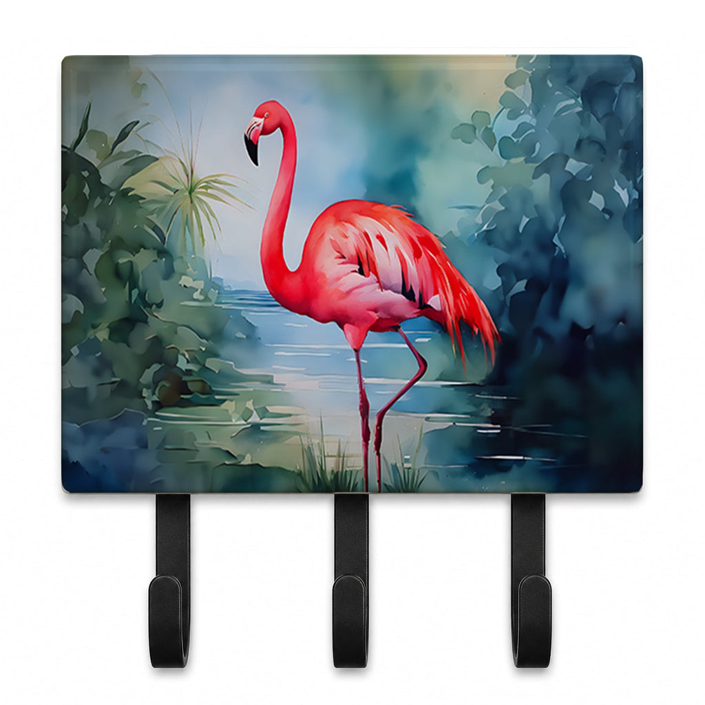 Flamingo Leash or Key Holder Wall Hooks, Coat Rack Wall Mount, for Hanging Keys, Towels, Aprons, Leashes