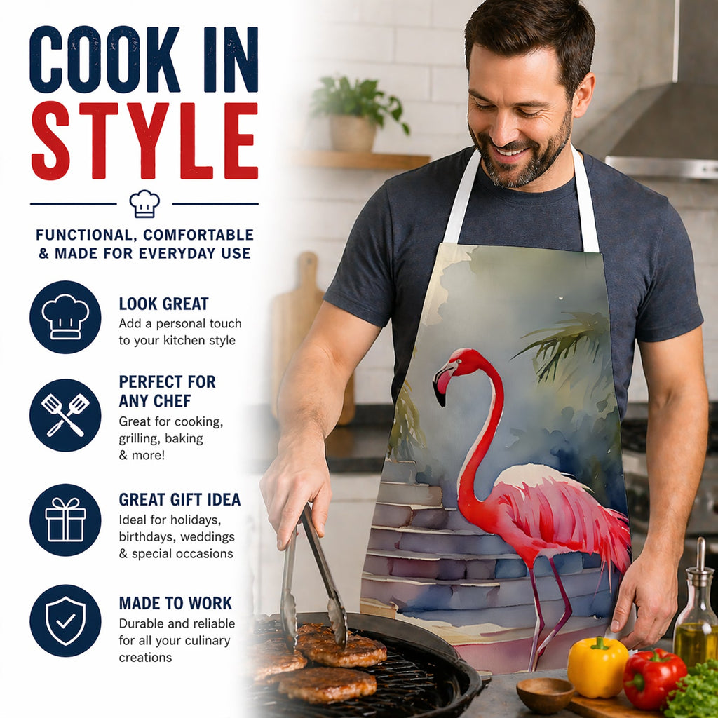 Flamingo Apron Cooking Kitchen Server Baking Crafts Gardening for Adult Women Men, Unisex, Large, Multicolor