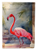 Flamingo House Flag 28x40 Porch Sleeve Pole Decorative Outside Yard Banner Artwork Wall Hanging, Polyester