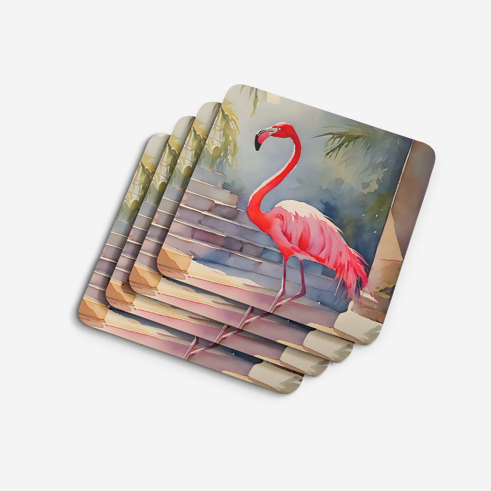Flamingo Foam Coasters Set of 4 Cup Coasters for Indoor Outdoor, Tabletop Protection, Anti Slip, Mouse pad Material