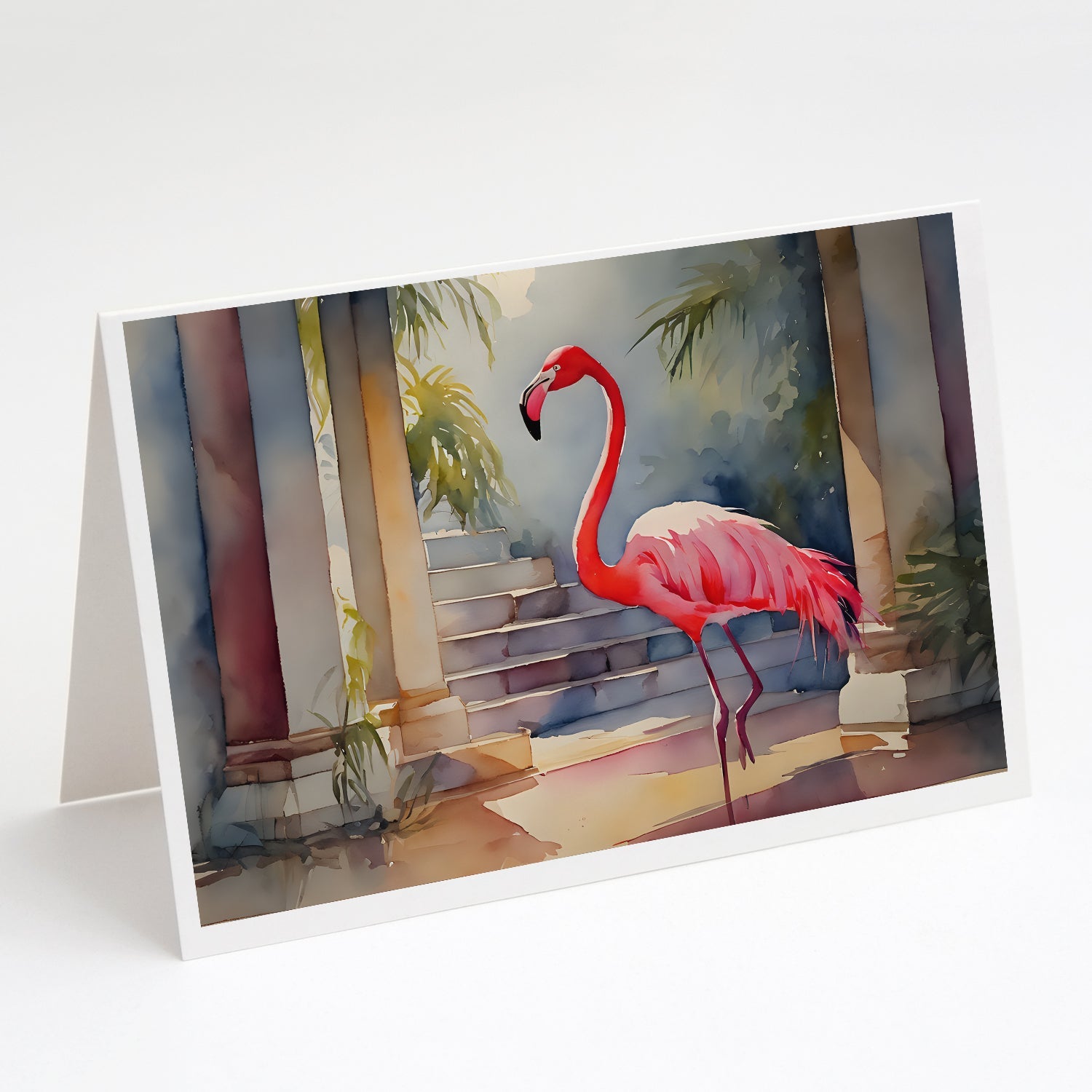 Flamingo Greeting Cards Pack of 8 Blank Cards with Envelopes Whimsical A7 Size 5x7