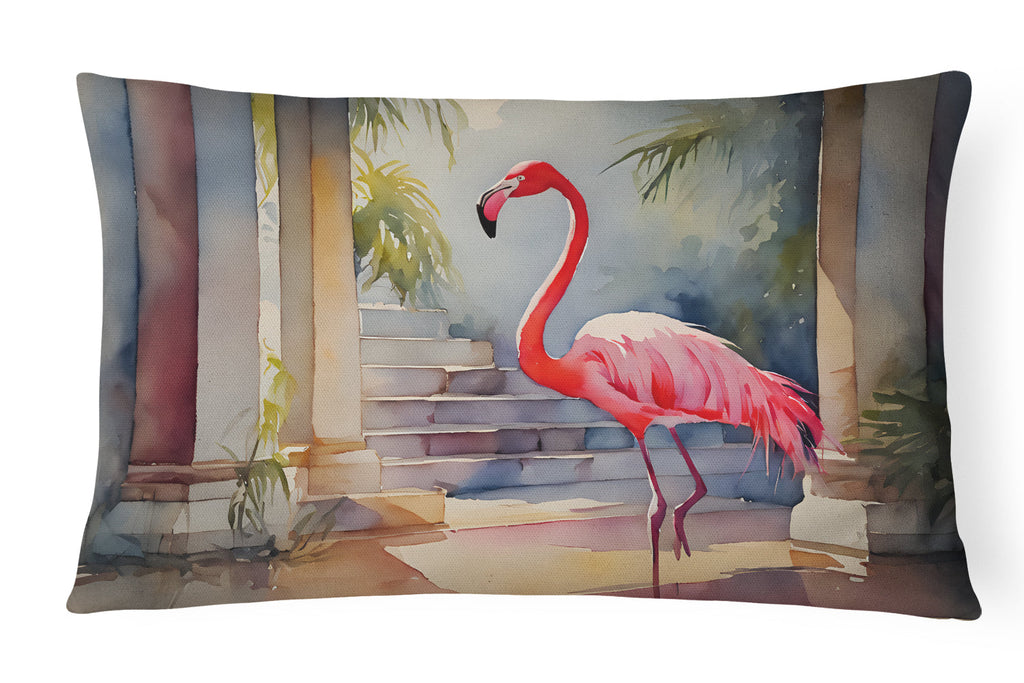 Flamingo Decorative Throw Pillow 12x16 Indoor Outdoor Accent Cushion, Fabric Cover with Insert for Sofa, Bed, Porch & Living Room