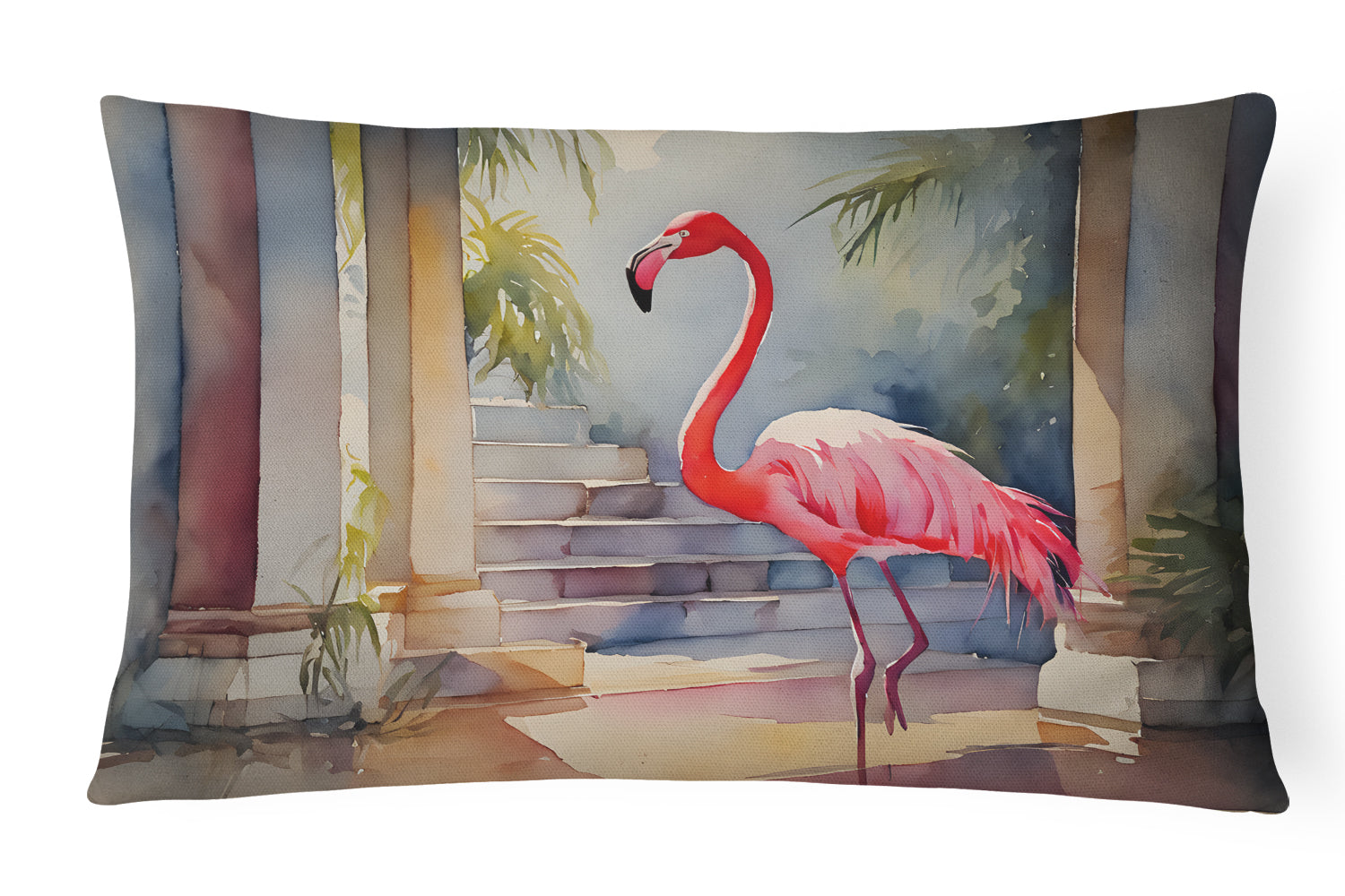 Flamingo Decorative Throw Pillow 12x16 Indoor Outdoor Accent Cushion, Fabric Cover with Insert for Sofa, Bed, Porch & Living Room
