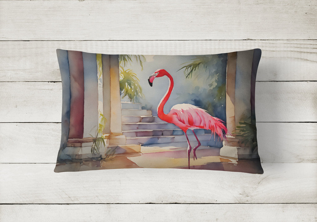 Flamingo Decorative Throw Pillow 12x16 Indoor Outdoor Accent Cushion, Fabric Cover with Insert for Sofa, Bed, Porch & Living Room
