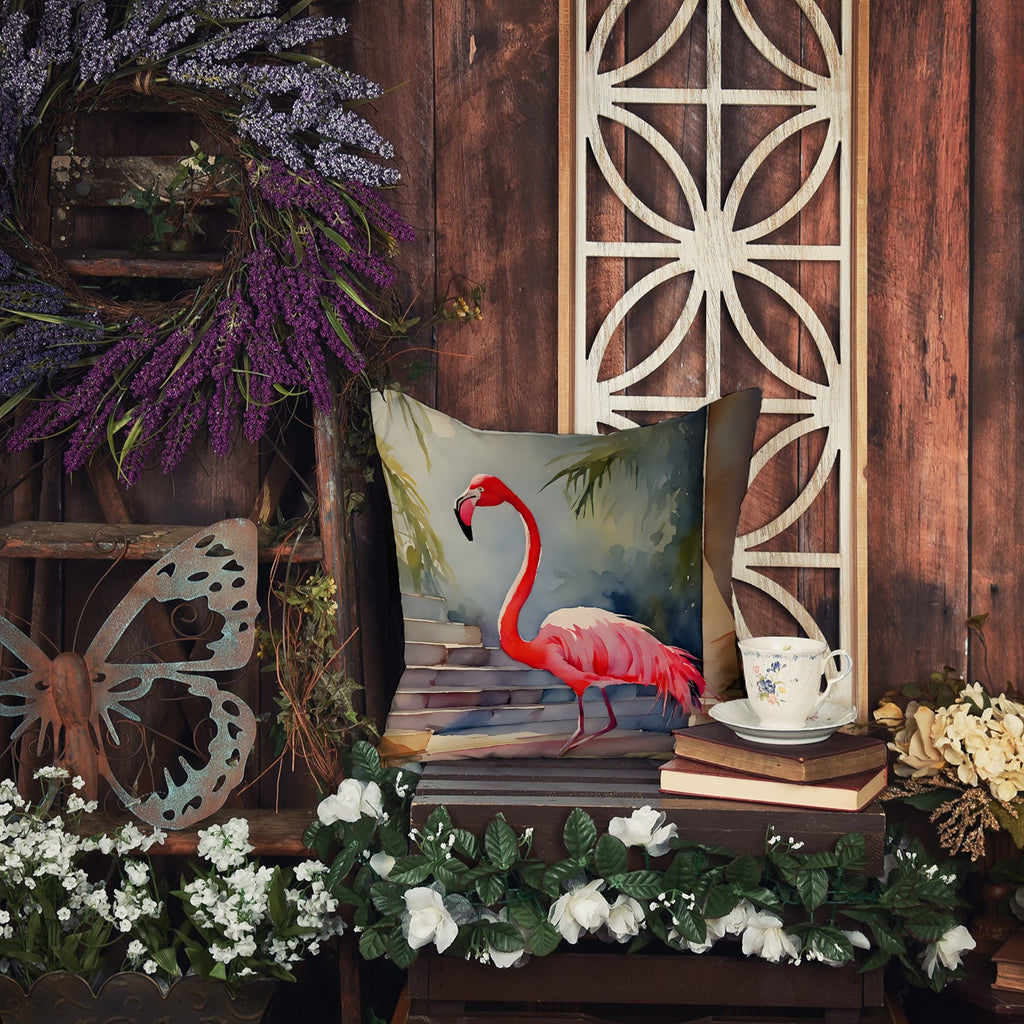 Flamingo Decorative Throw Pillow 18x18 Indoor Outdoor Accent Cushion, Fabric Cover with Insert for Sofa, Bed, Porch & Living Room